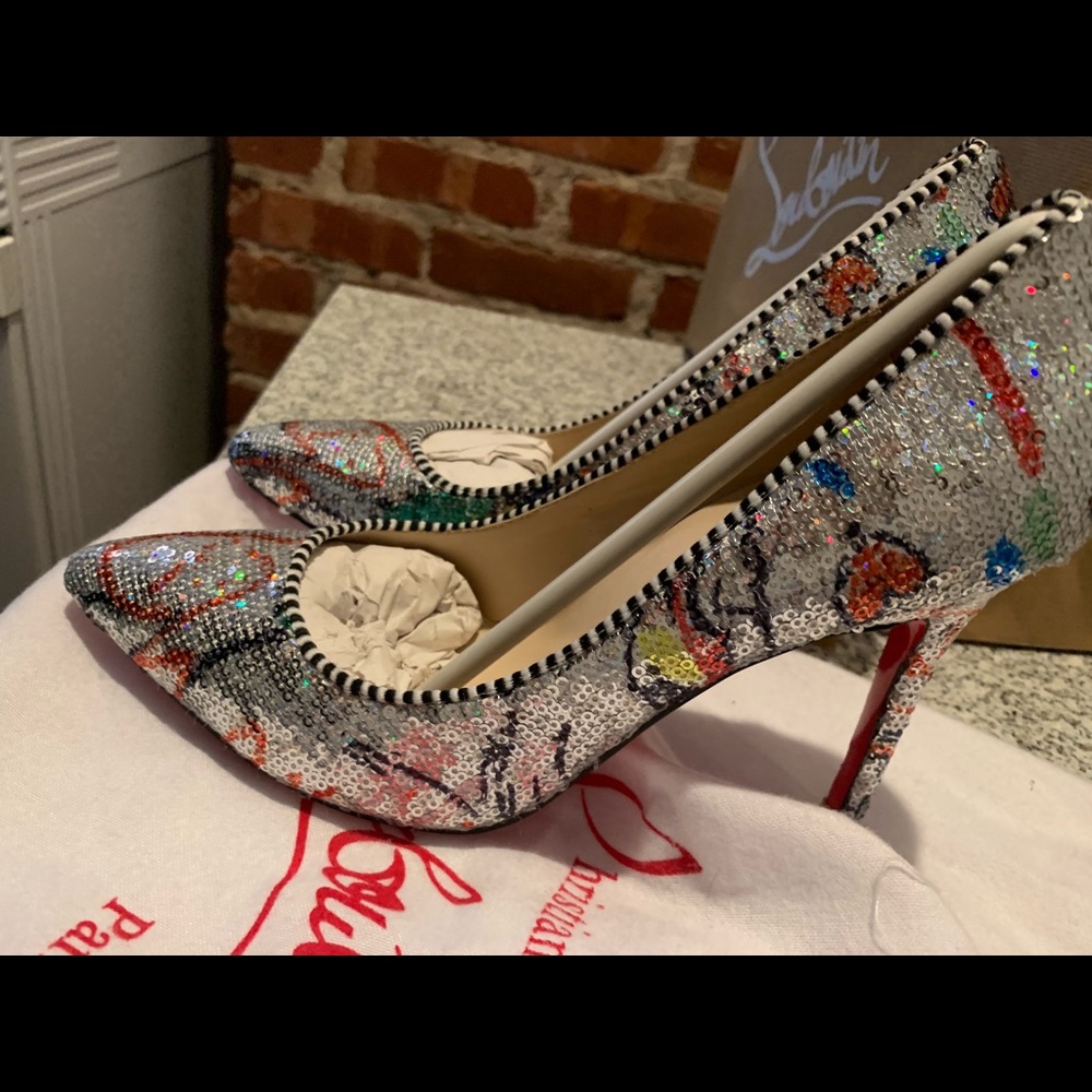 ‘ graffiti ‘ sparkly RED BOTTOMS